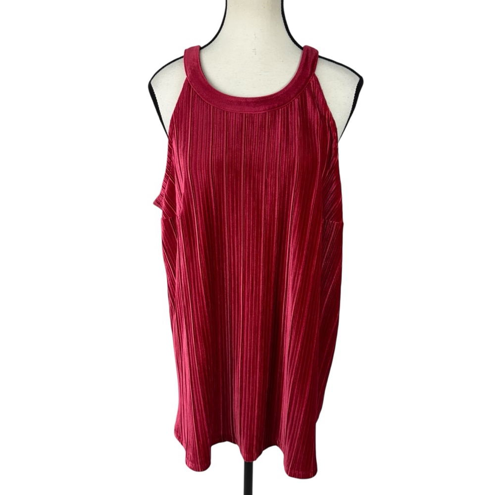 Torrid Velvet Pleated Goddess Tank Top Womens 0 Red Sleeveless Summer Casual - Picture 2 of 9